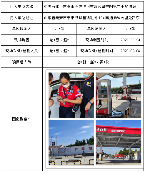 中国石化山东泰山石油股份有限公司宁阳第二十加油站