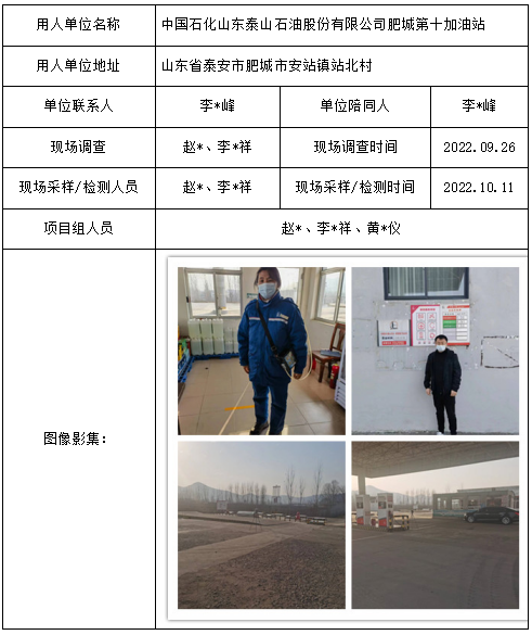 中国石化山东泰山石油股份有限公司肥城第十加油站