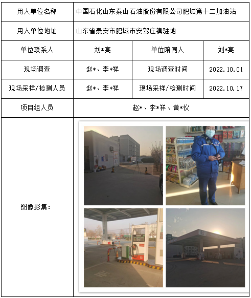 中国石化山东泰山石油股份有限公司肥城第十二加油站