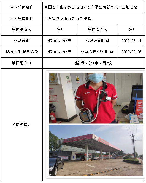 中国石化山东泰山石油股份有限公司新泰第十二加油站