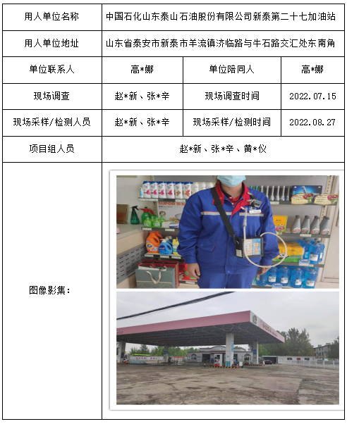 中国石化山东泰山石油股份有限公司新泰第二十七加油站