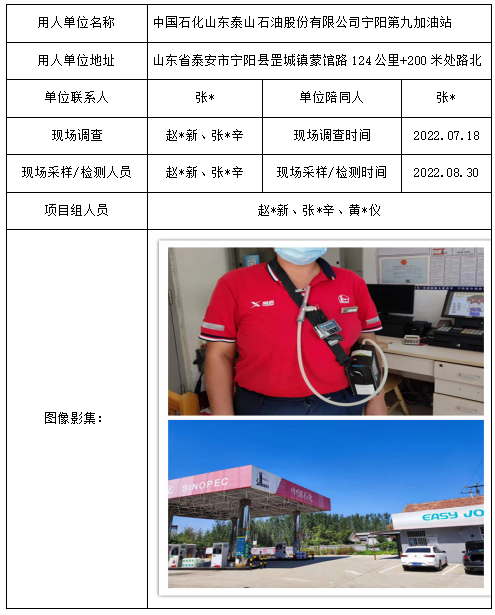 中国石化山东泰山石油股份有限公司宁阳第九加油站