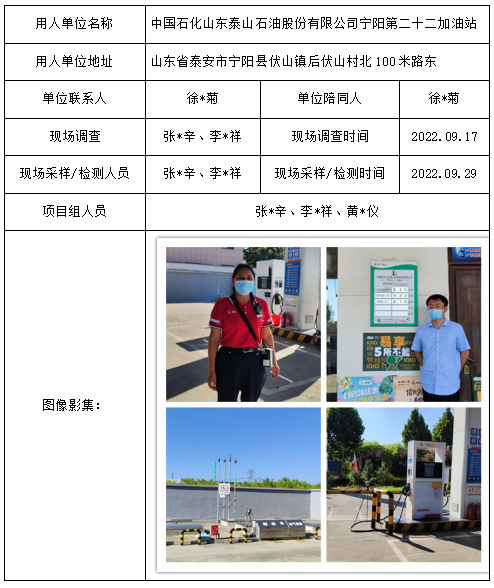 中国石化山东泰山石油股份有限公司宁阳第二十二加油站