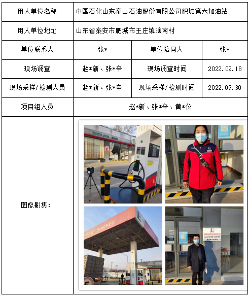 中国石化山东泰山石油股份有限公司肥城第六加油站