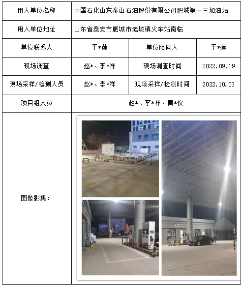 中国石化山东泰山石油股份有限公司肥城第十三加油站